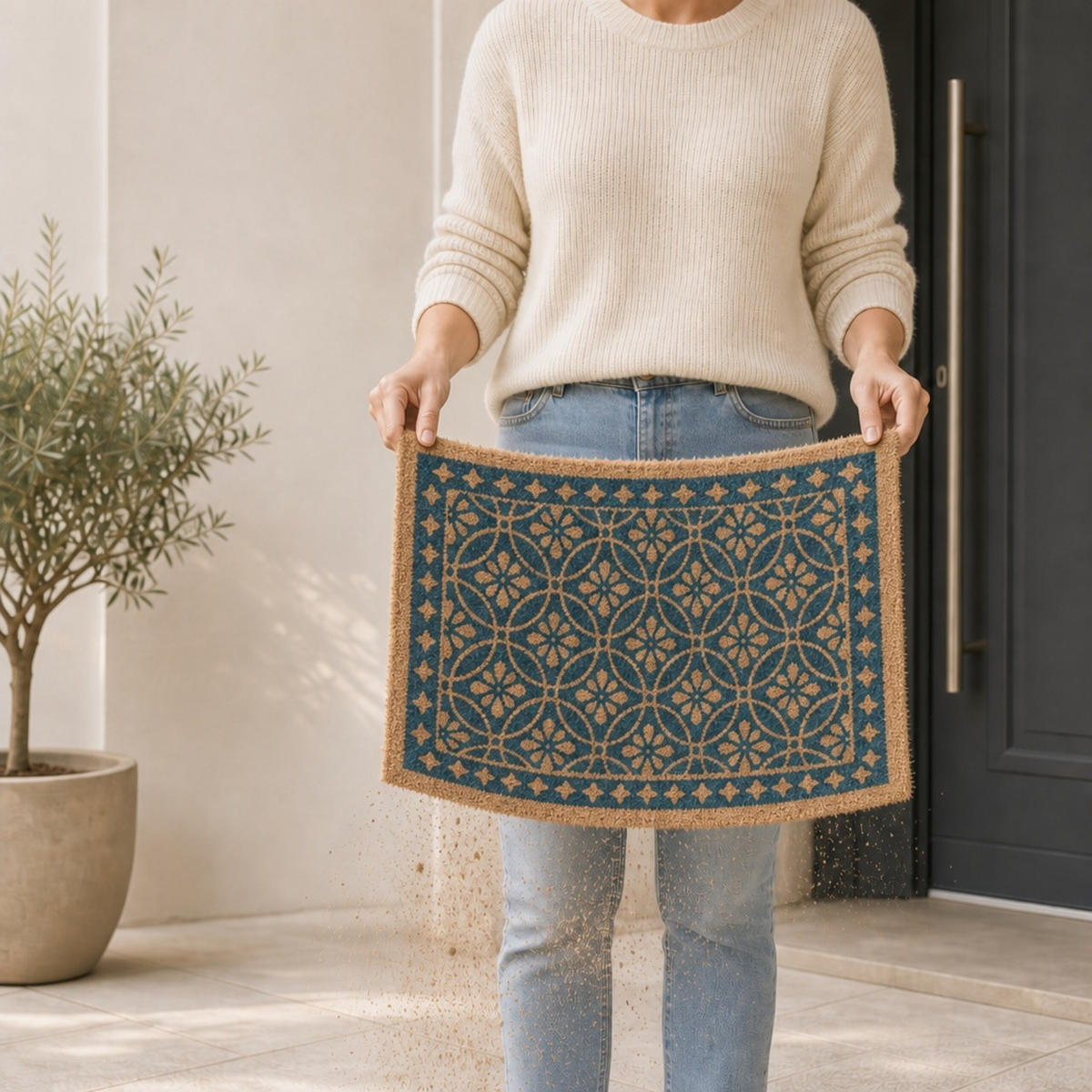 FUSSMATTE Blau Kokos 60x40 cm - Multicolor, Kunststoff/Textil (60/40cm) - Relaxdays
