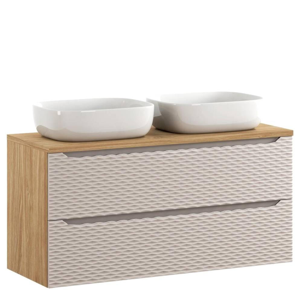 BADMÖBEL-SET 4 Teile - Ocean Beige O BM433 in Beige / Geölte Eiche - Beige, Holz (120/57/46cm)