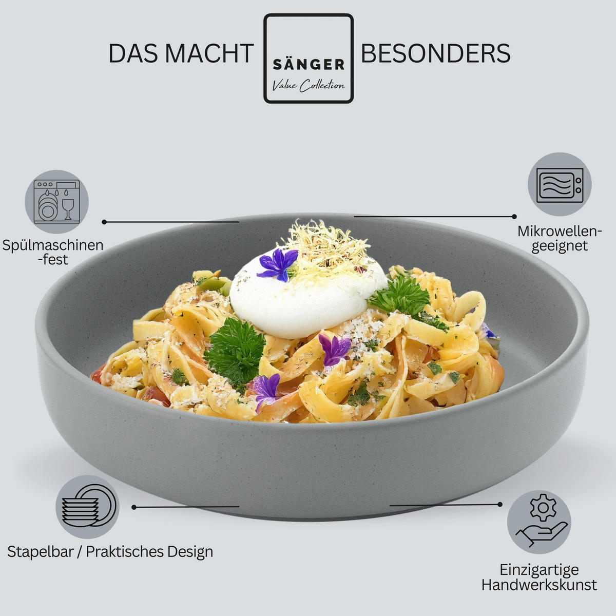PASTASCHALEN LEEDS - 4 teilig aus Steingut - Multicolor, Stein (20.5cm) - Sänger