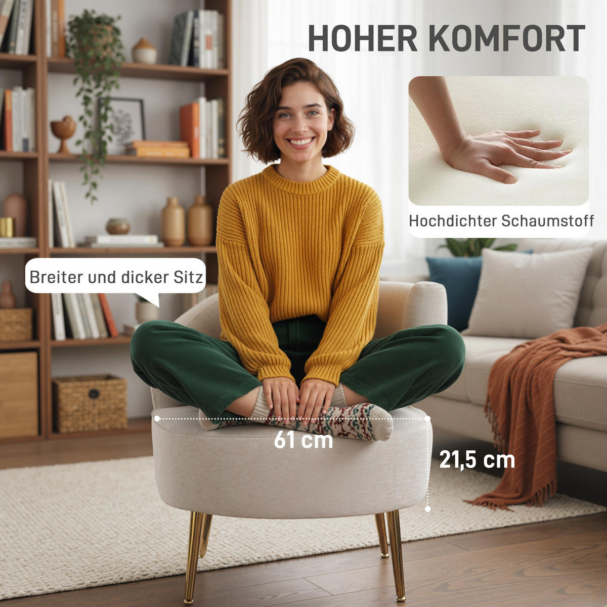 ARMLEHNSTUHL Creme 69.0/65.0/67.0 cm - Creme, Textil (65/67/69cm)