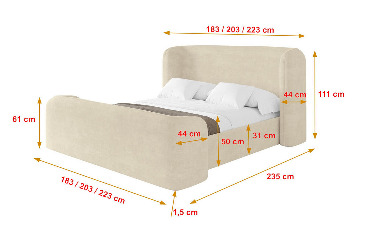 POLSTERBETT mit Bettkasten, Fußteil und Lattenrost, Boxbett ohne Matratze - ESTI-Z 160x200 Beige - Beige, Holzwerkstoff/Textil (160/200cm) - ALTDECOR