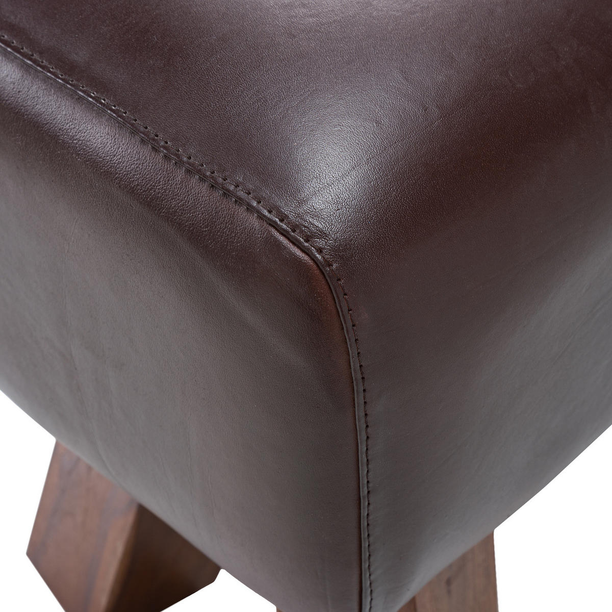 SITZBANK - Echtleder, Teak massiv - Cognac, Leder (140/47/32cm) - home24
