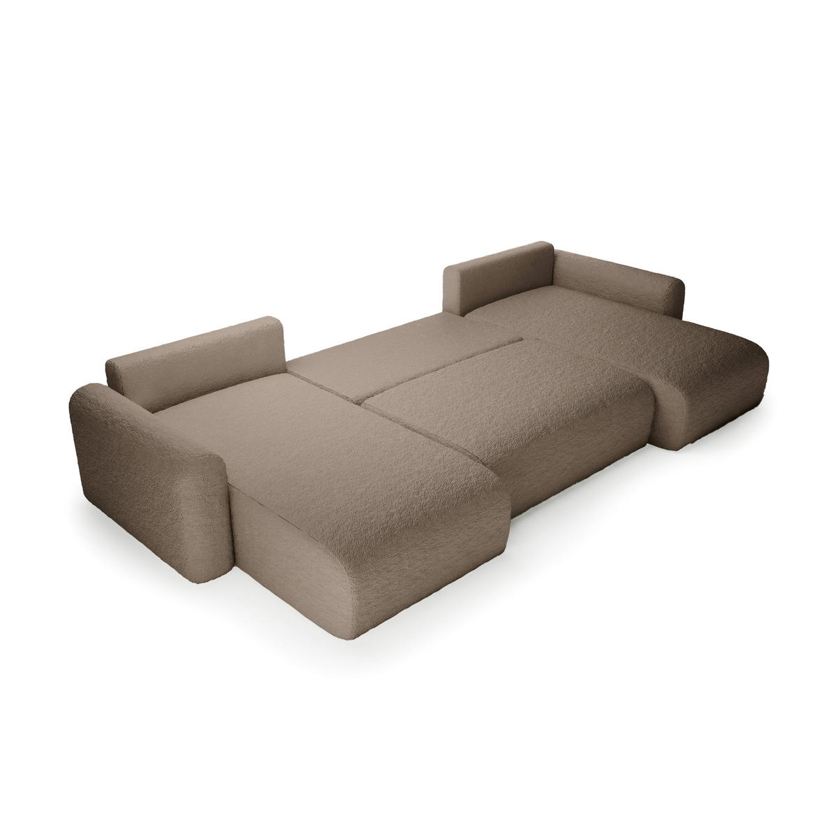 WOHNLANDSCHAFT mit Schlaffunktion Thekla U, Brown - Braun, Textil (366/70/150cm) - Fedve