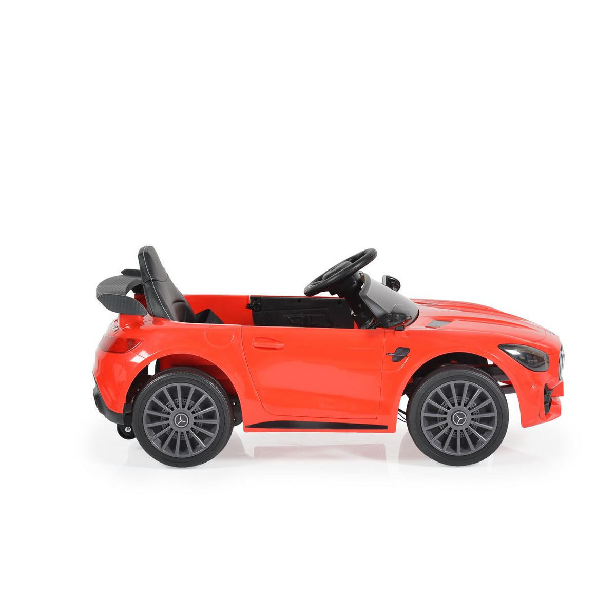 KINDER ELEKTROAUTO Mercedes AMG GTR rot EVA-Reifen, Fernbedienung, Musikeffekte, Türen, Vor- und Rückwärtsgang - Rot, Kunststoff (99/55/41cm) - Moni