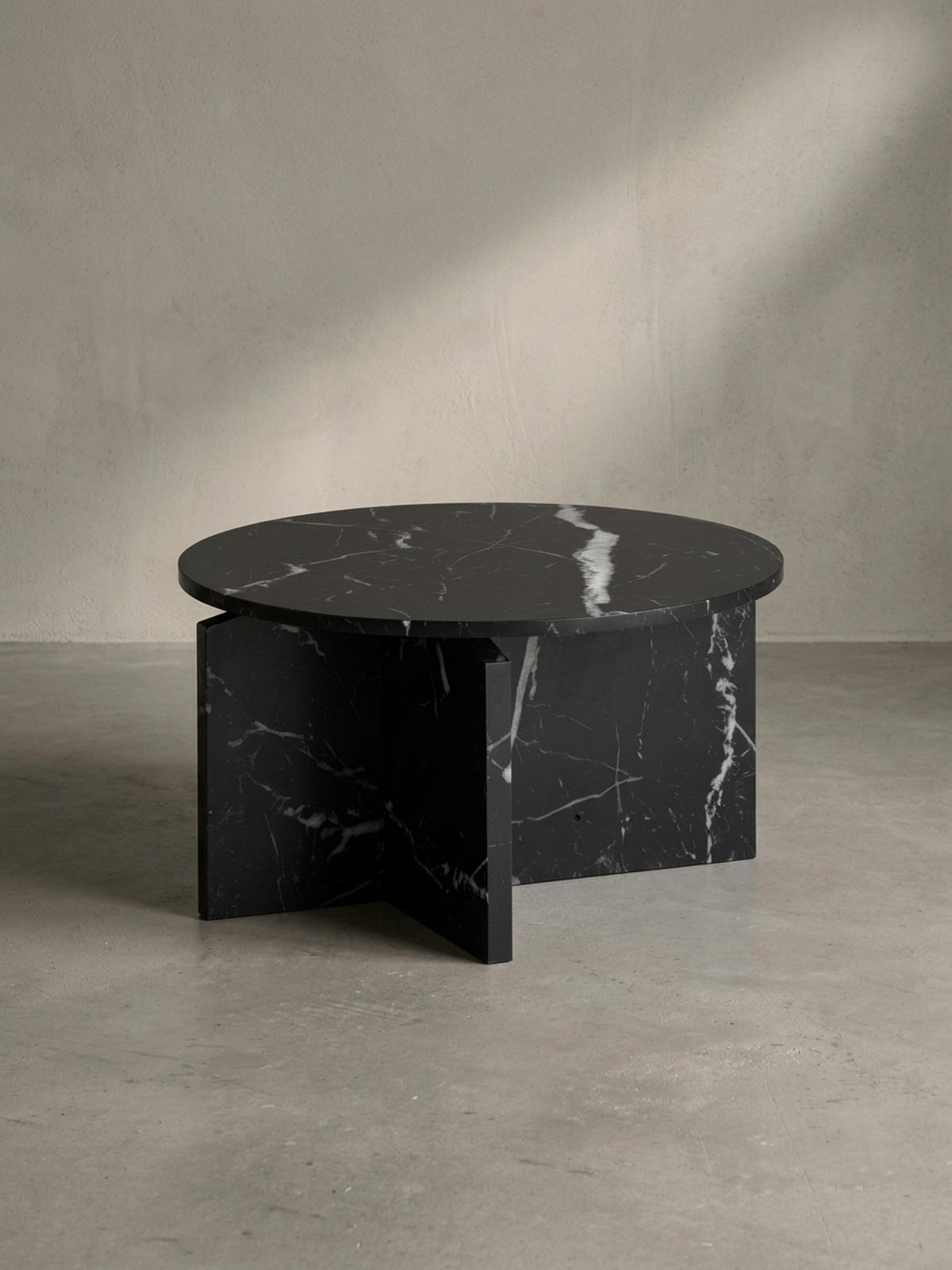 COUCHTISCH rund in Stein-Optik – modernes Design in Großformat, Schwarz 60x60x33 cm - Schwarz, Holzwerkstoff (60/60/33cm) - KADIMA DESIGN