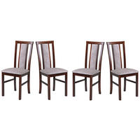 ESSZIMMERSTUHL - Set 4x Milano 7, nussbaum, dora 22  - Beige/Nussbaumfarben, Holz (43/93/40cm) - Leaf Design
