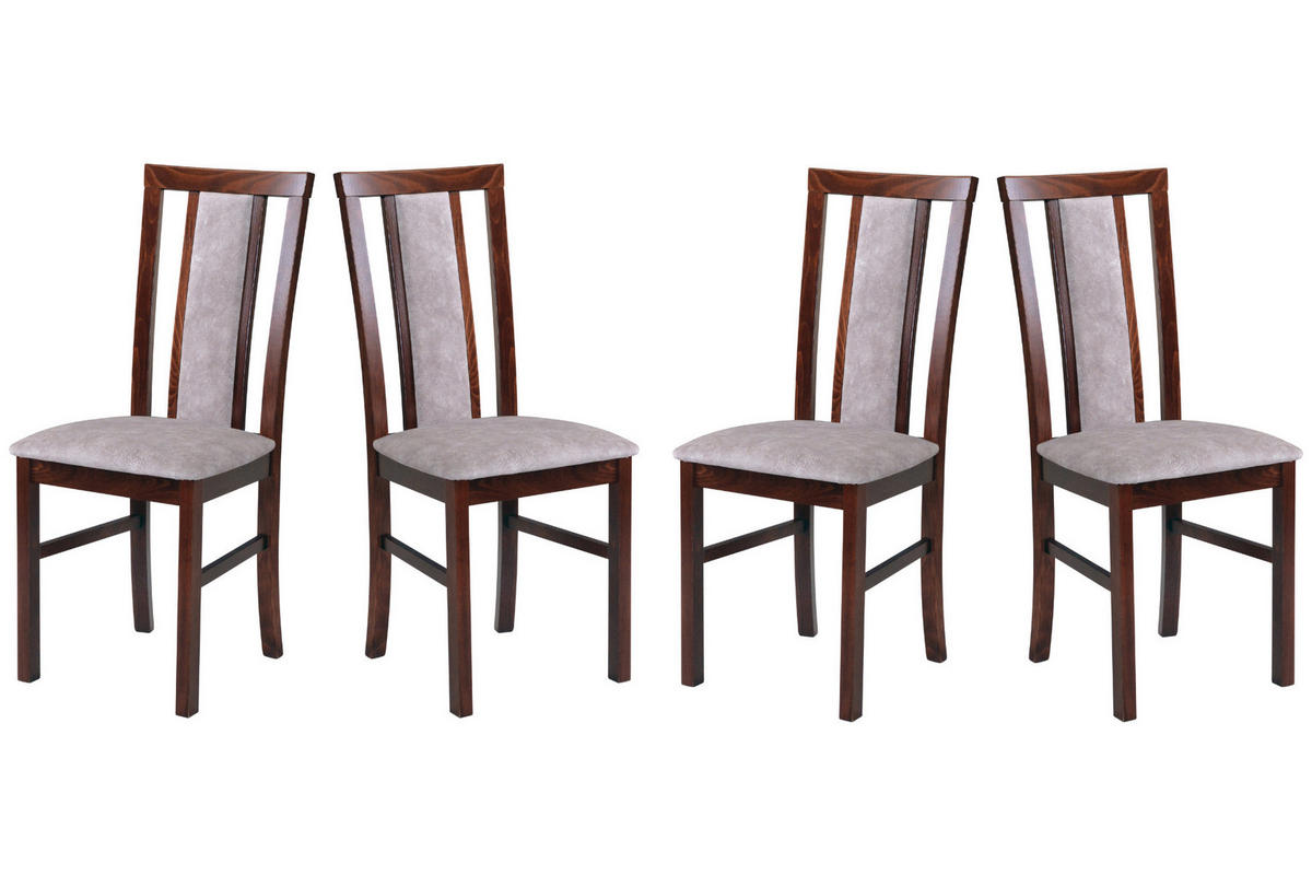 ESSZIMMERSTUHL - Set 4x Milano 7, nussbaum, dora 22  - Beige/Nussbaumfarben, Holz (43/93/40cm) - Leaf Design