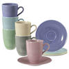 HENKELBECHER MIT UNTERTASSEN Beat Color Glaze Mixed 350 ml 6er Set - Multicolor, Keramik (16.7/12.8/16.7cm) - Seltmann Weiden