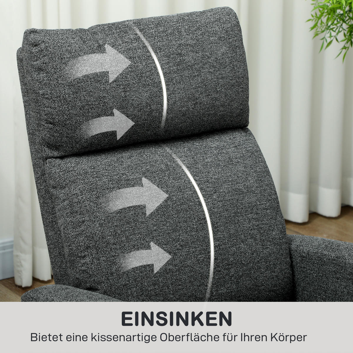 RELAXSESSEL Polyester Grau - Grau, Textil/Metall (63/98/91cm) - HOMCOM