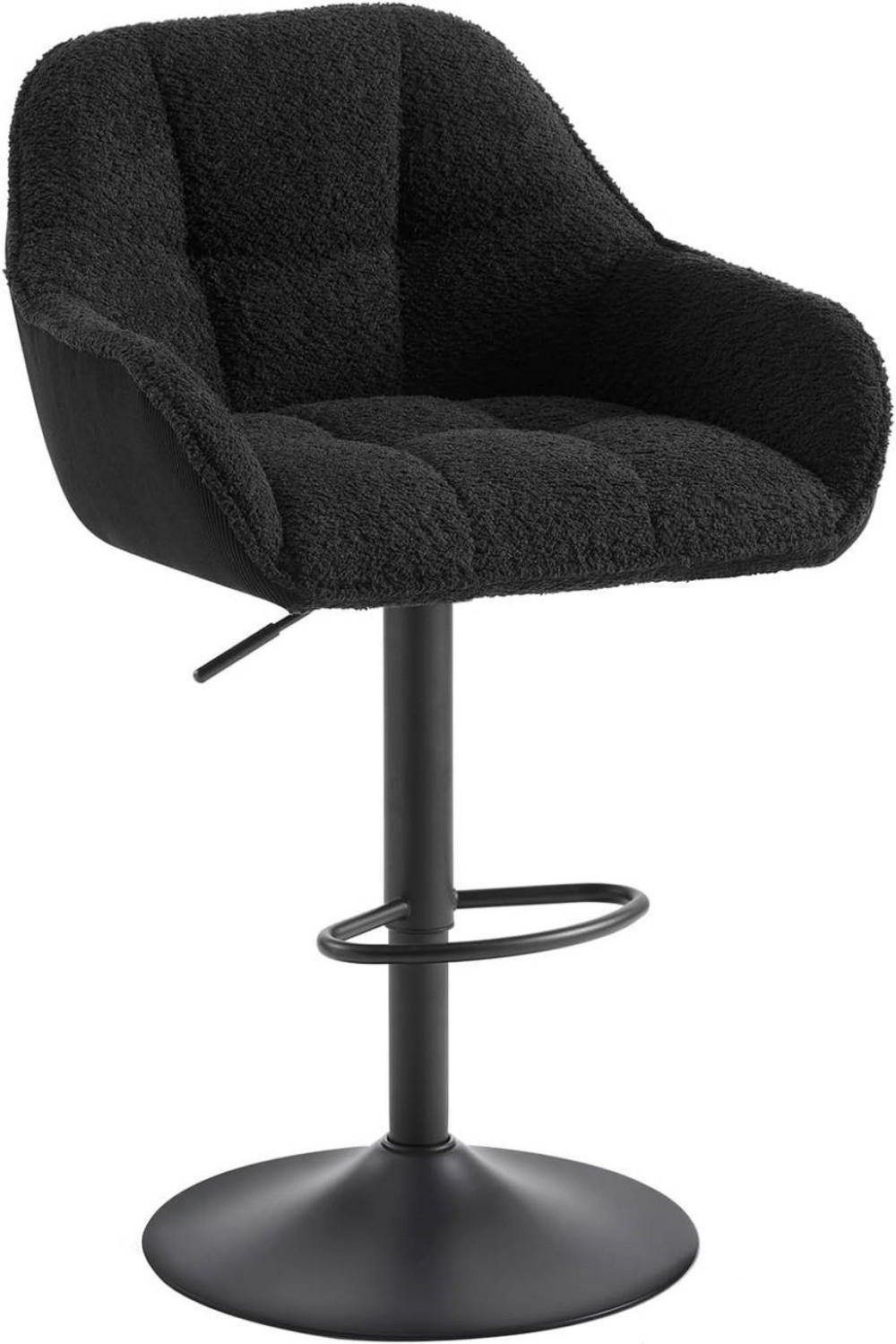 BARHOCKER gepolstert, Chenille, Cord, Schwarz - Schwarz, Kunststoff/Textil (52/87/50cm) - Woltu