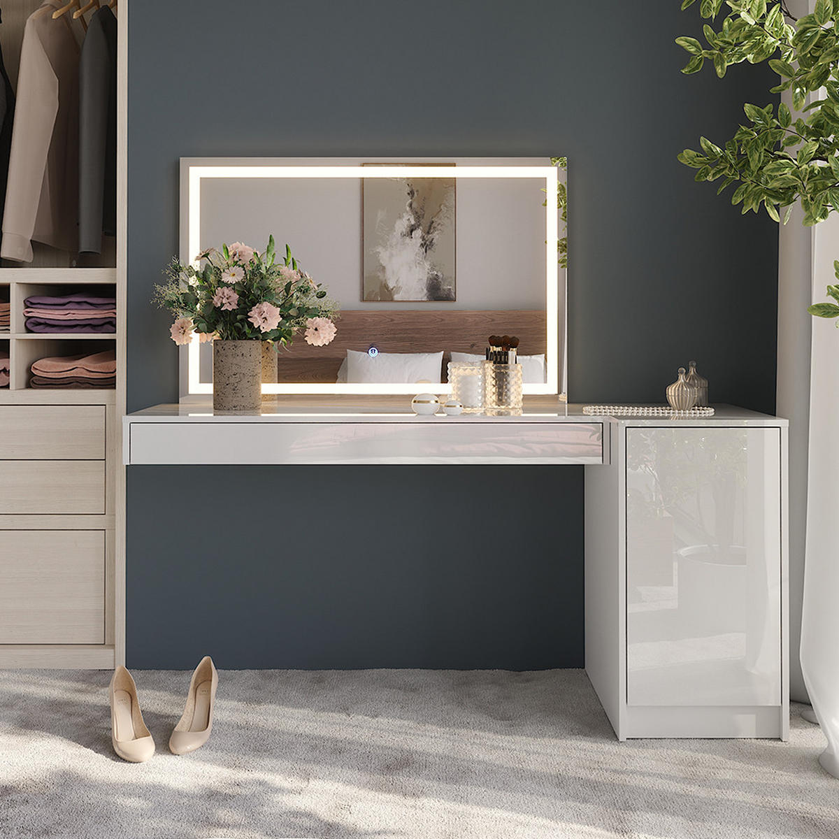 TOALETNÍ STOLEK Sherry Bílá - bílá, kompozitní dřevo (120/12/40.1cm) - Vicco