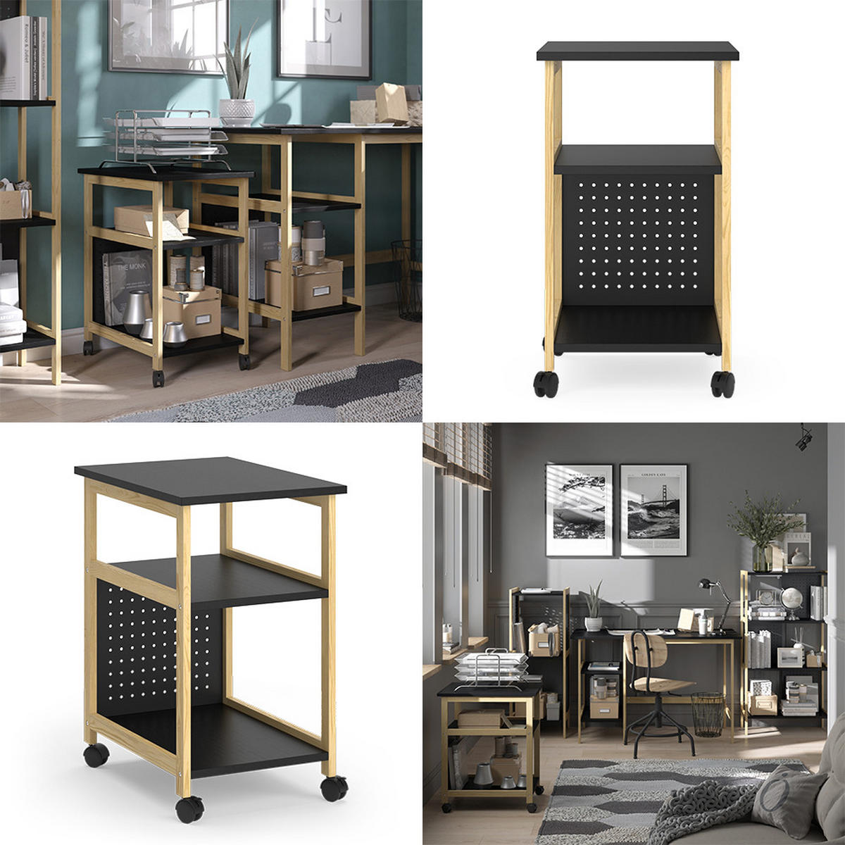 VOZÍK Elvia Černá - černá, kompozitní dřevo (51/36/61cm) - Vicco