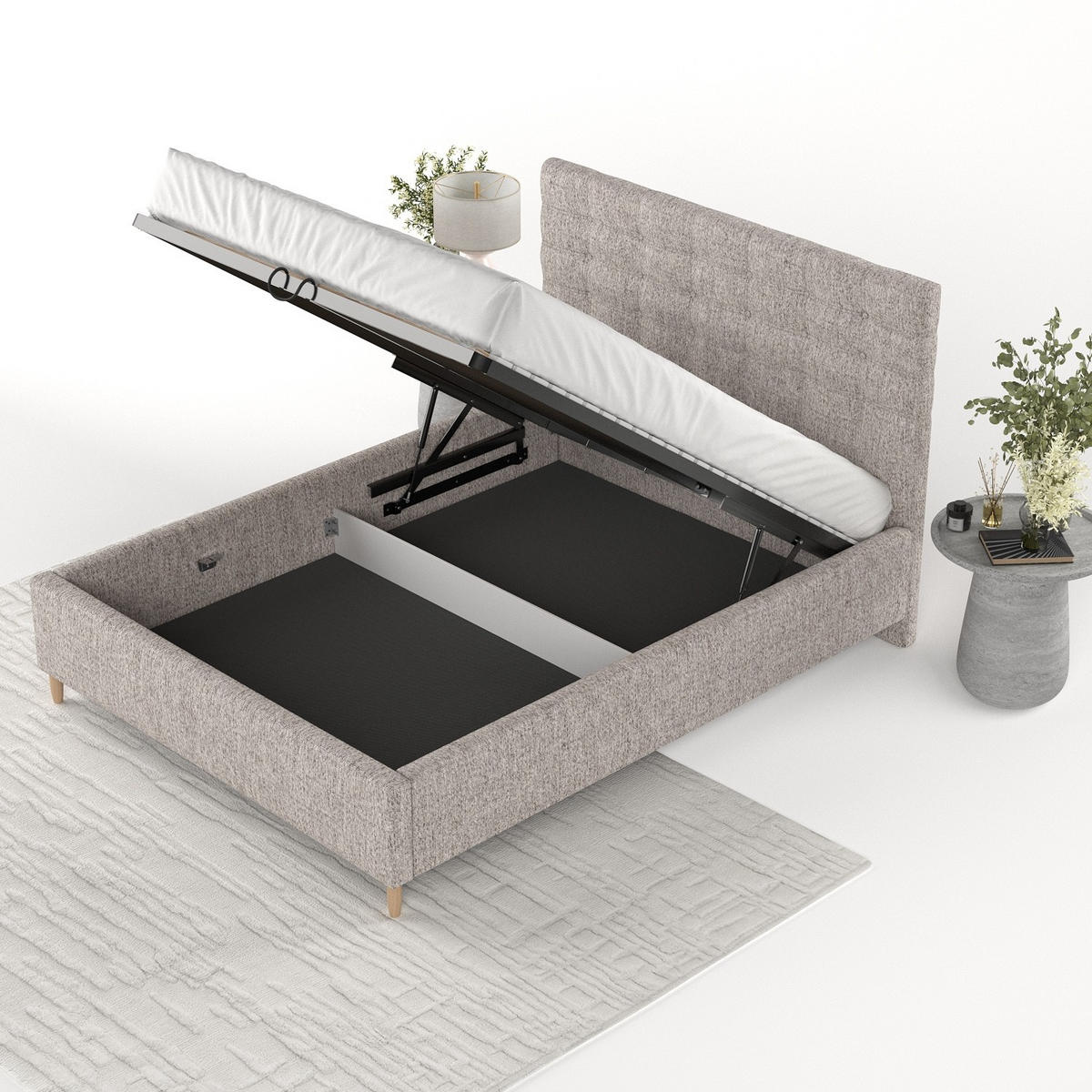 POLSTERBETT Soma 160/200 cm Beige im Neve Stoff - Beige/Naturfarben, Holz/Holzwerkstoff (160/200cm) - AltaBeds