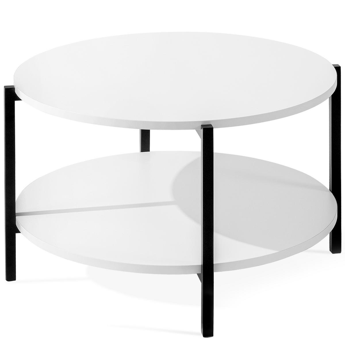 COUCHTISCH HEIRO Kaffeetisch - Weiß, Holzwerkstoff/Metall (69/69/45cm) - KONSIMO®