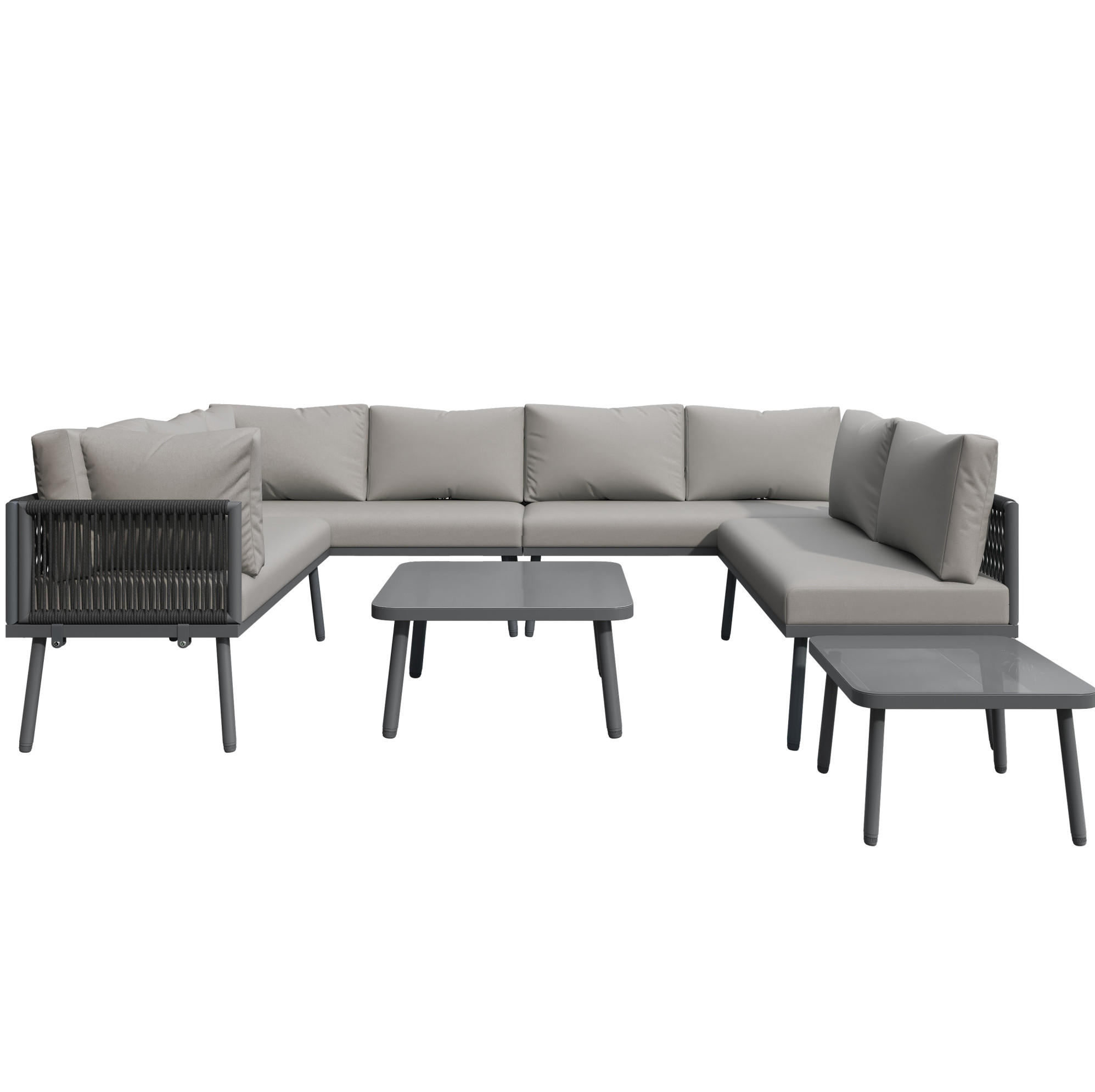 GARTENMÖBEL 120x60x72cm grau aus Eisen für 8 Personen - Grau, Metall - Modfu