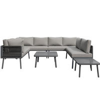 GARTENMÖBEL 120x60x72cm grau aus Eisen für 8 Personen - Grau, Metall - Modfu