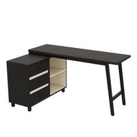 ECKSCHREIBTISCH Schwarz-Weiß 150/100/76 cm mit 3 Schubladen und 2 offenen Fächern - Schwarz, Holzwerkstoff (100/150/76cm) - PANGIVO