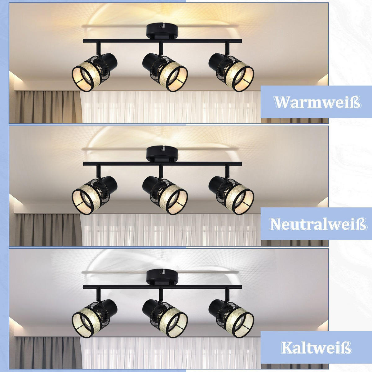 DECKENLEUCHTE Rhythmus 3flammig 53/10/18 cm - Schwarz, Metall (53/10/18cm) - Nettlife