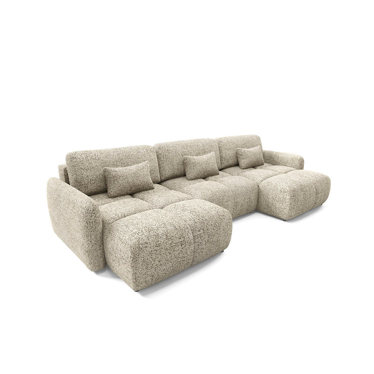 PANORAMASOFA 5 Sitzplätze Beige meliert - Beige, Holz (240/95/165cm) - Petits-meubles