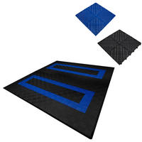 GARAGENBODENFLIESEN Belüftete mit Kanten – 165 Schwarz und 60 Blau - Schwarz, Kunststoff (40/1.8/40cm)