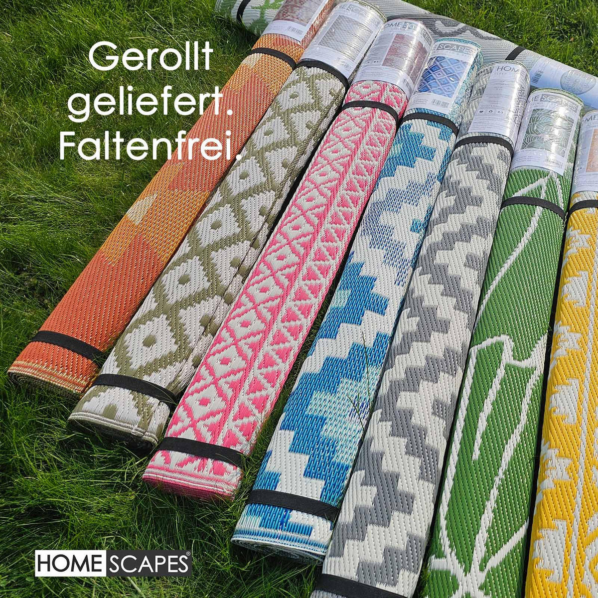 OUTDOORTEPPICH Kachel-Muster 120/180 cm - Braun, Kunststoff (122/182cm) - Homescapes