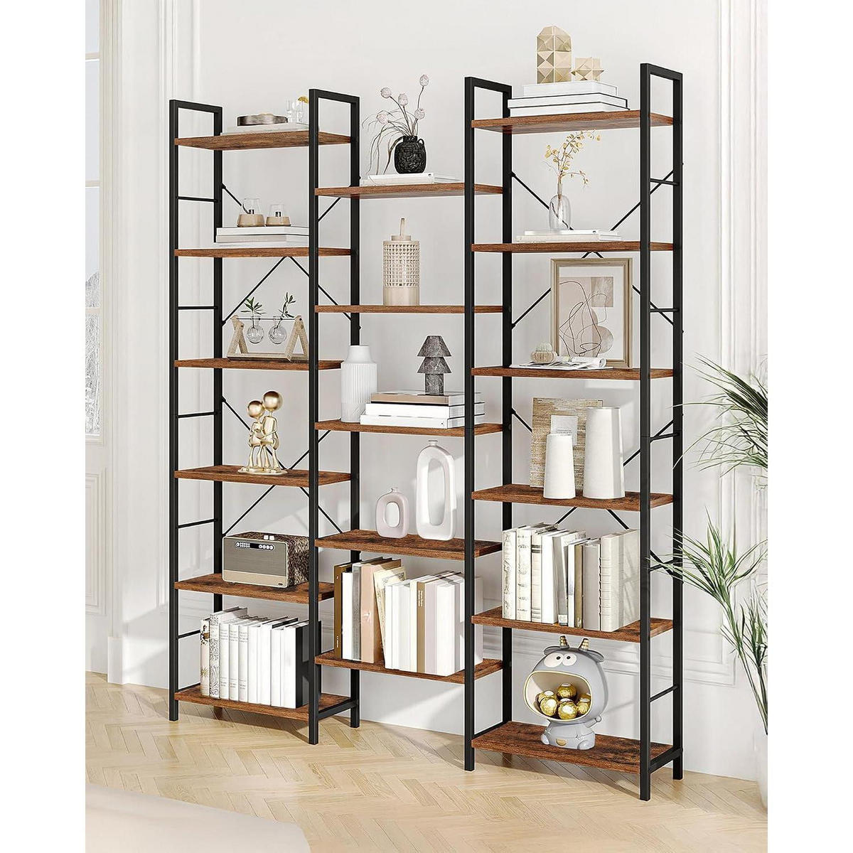 BÜCHERREGAL 6 Etagen Vintagebraun-Schwarz 24 x 152 x 186 cm - Braun, Holzwerkstoff (152/186/24cm)