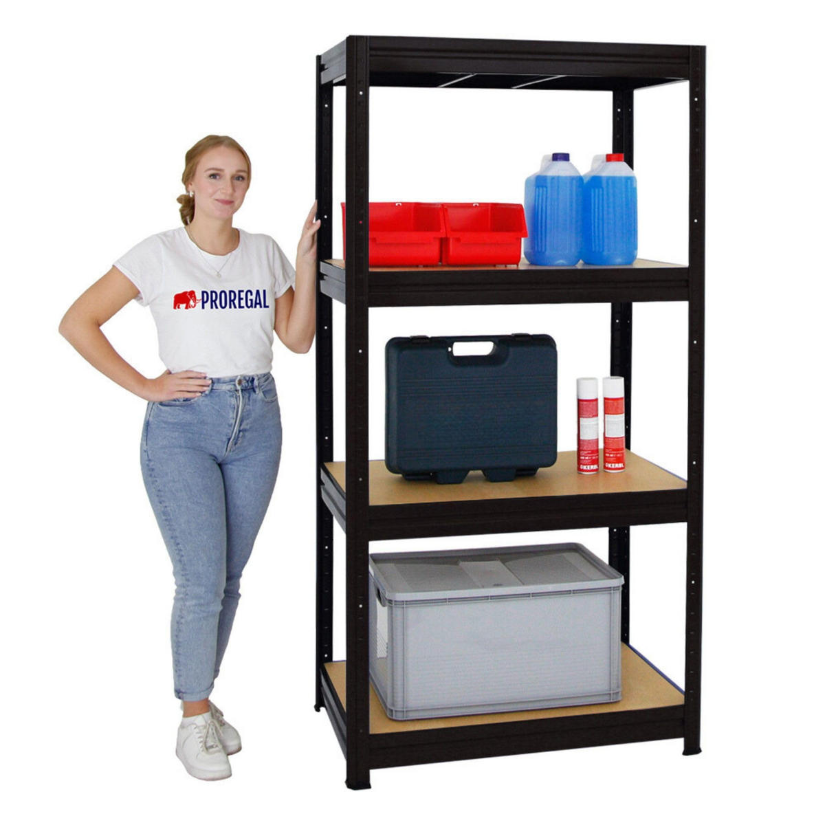 SCHWERLASTREGAL Dino 180x90x60 cm Fachlast 600 kg Schwarz - Schwarz, Metall (90/180/60cm) - PROREGAL