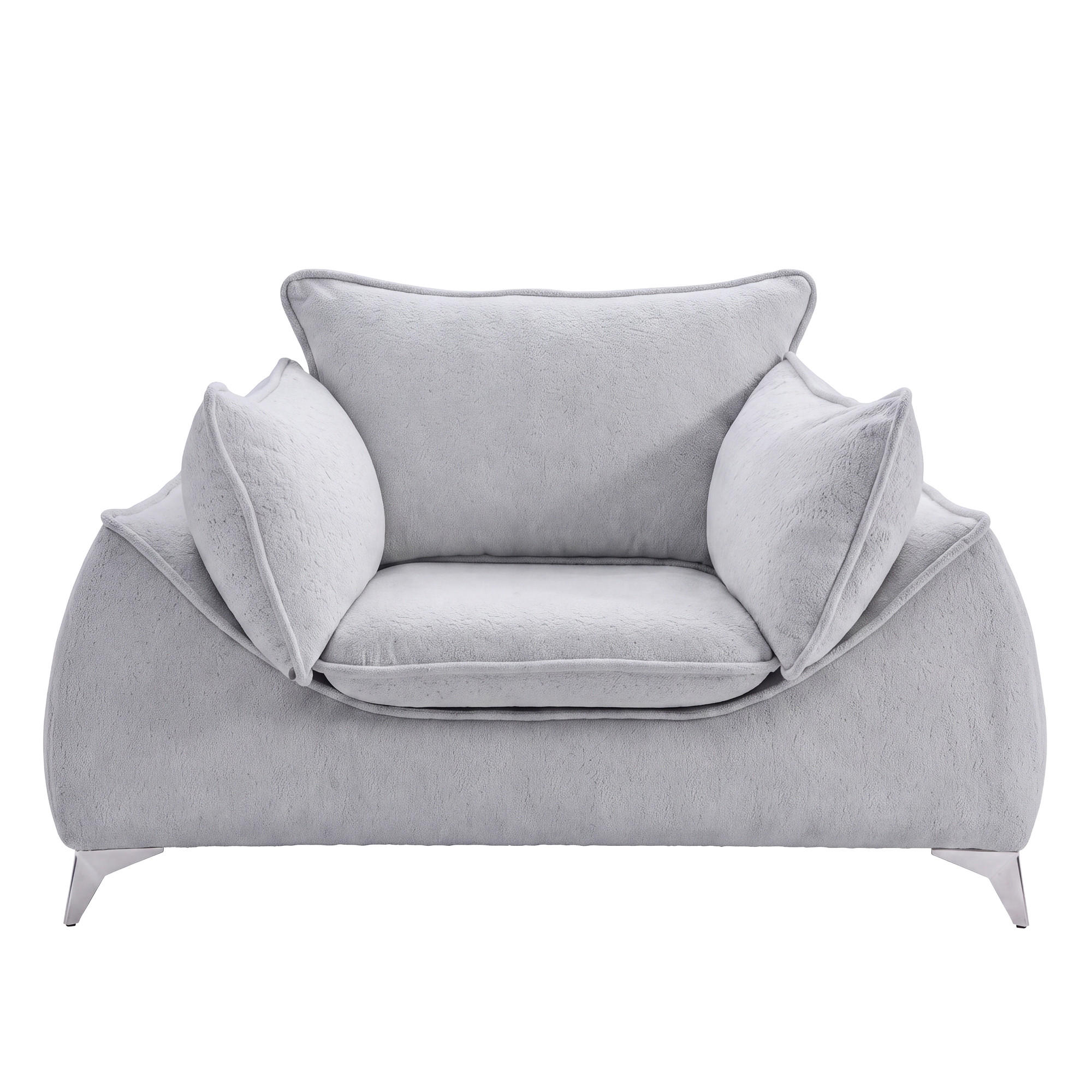 SESSEL MELANI Velours Hellgrau - Chromfarben/Hellgrau, Holz/Textil (140/90/85cm) - Muffo