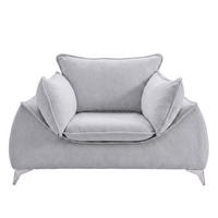 SESSEL MELANI Velours Hellgrau - Chromfarben/Hellgrau, Holz/Textil (140/90/85cm) - Muffo