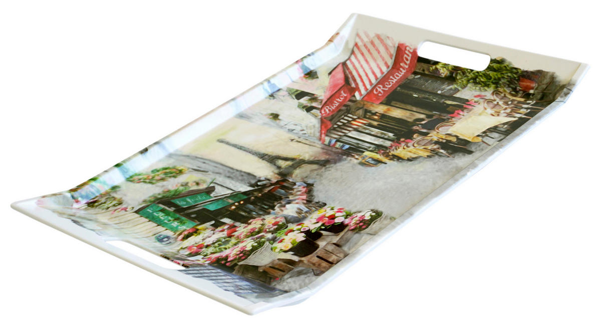 TABLETT Paris, rechteckige Serviertablett mit Griff 47x31 cm - Multicolor, Kunststoff (31/3/47cm) - Lashuma