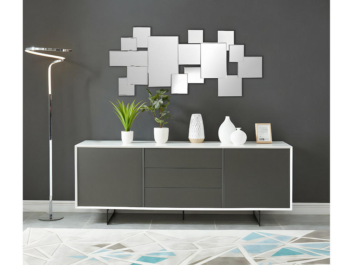 WANDSPIEGEL geometrisches Design - 120 x 53 cm - AROL - Silberfarben, Metall (53/120/2cm) - Vente-Unique