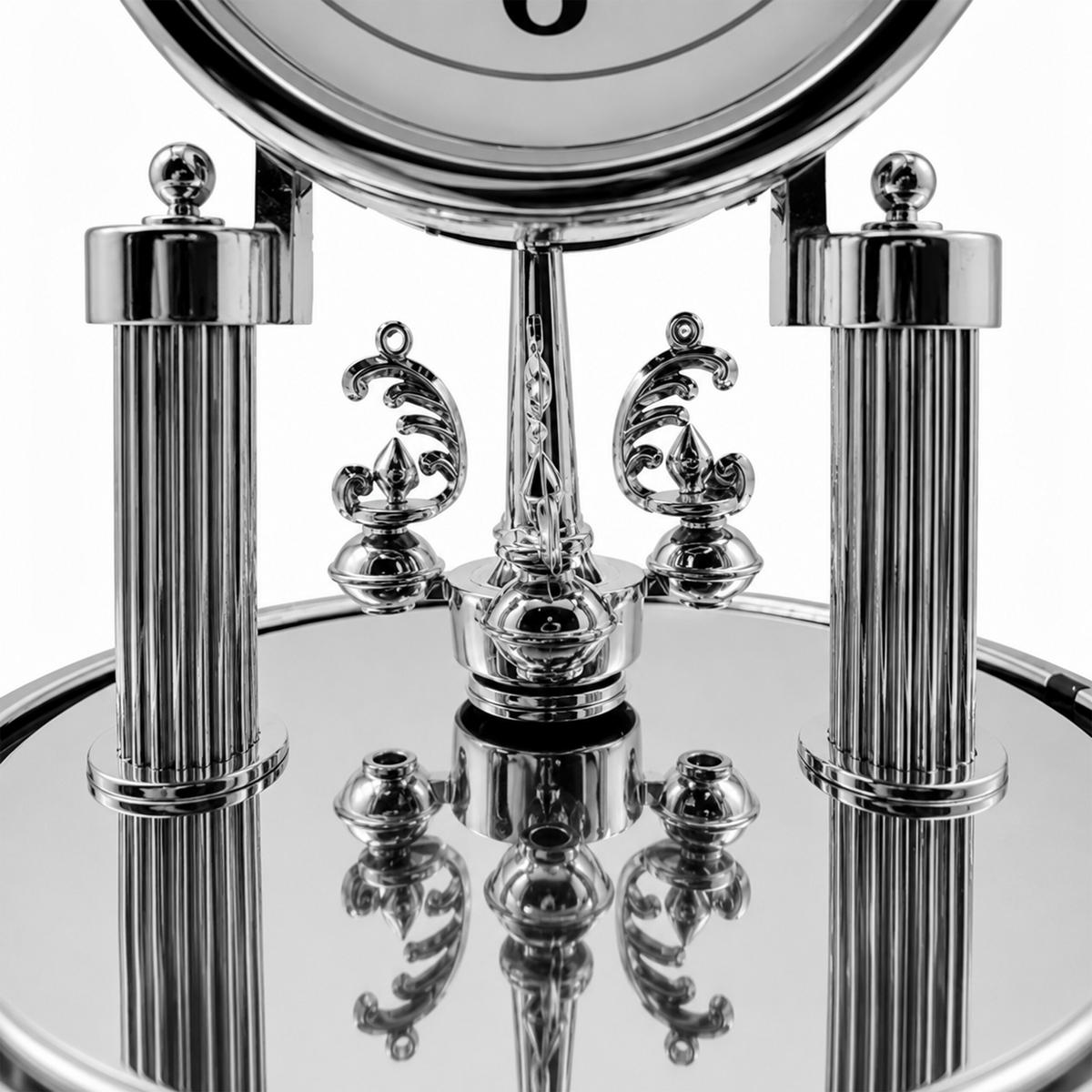TISCHUHR Silber Retro Quarz Kunststoff 17x11 cm - Silberfarben, Kunststoff (11/17/11cm) - Relaxdays