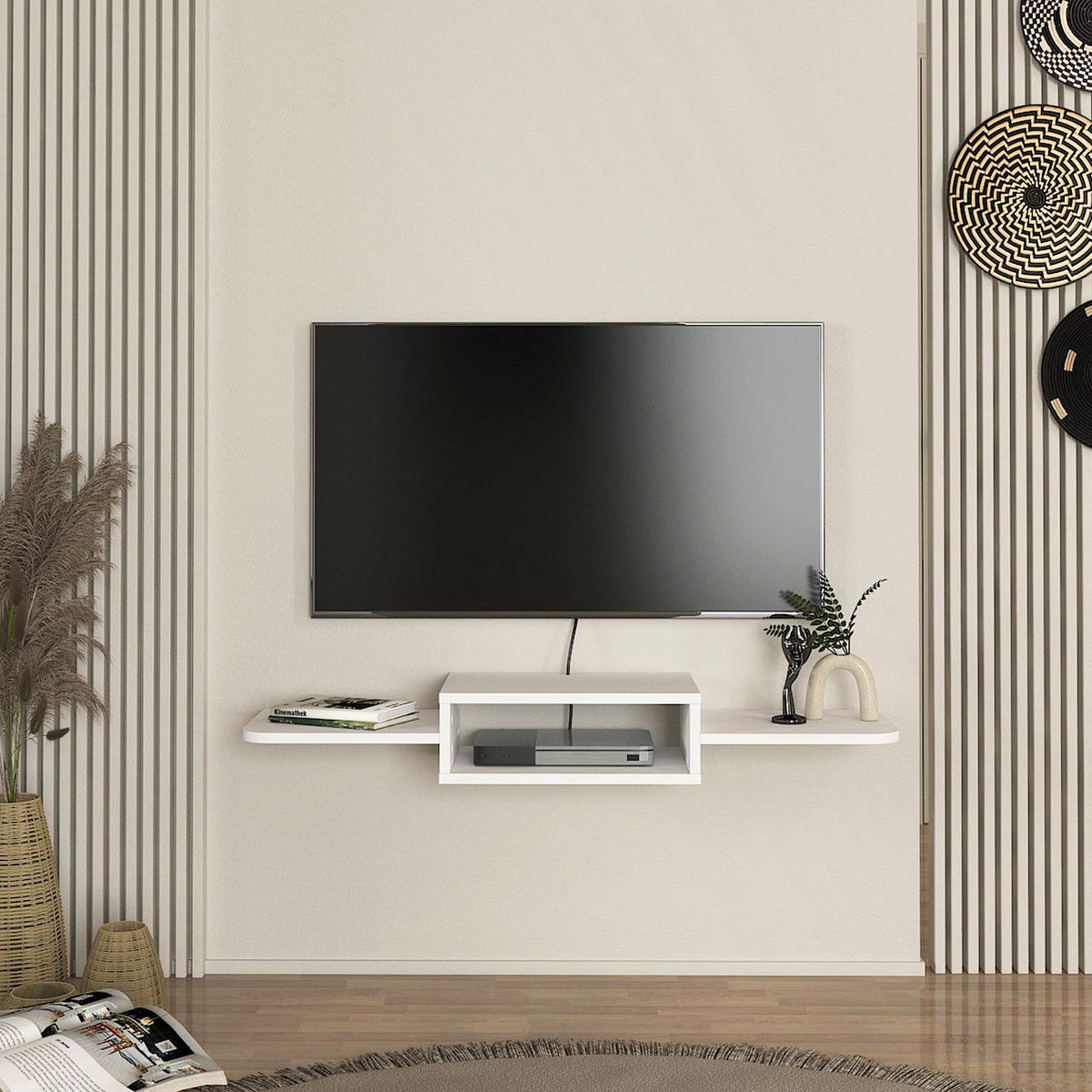 NÍZKÁ SKŘÍŇKA Tar - bílá, kompozitní dřevo (115/15.5/15.5cm) - [en.casa]