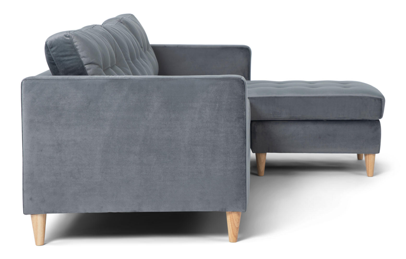 ECKSOFA Velours grau - Grau, Textil (219/151cm) - ebuy24