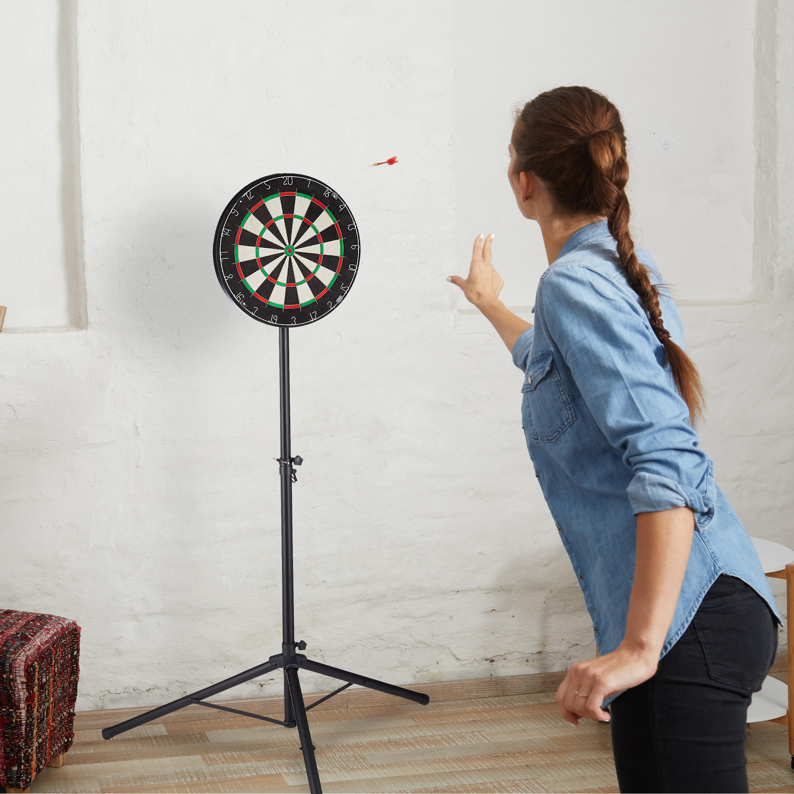 DARTSTÄNDER - Schwarz, Kunststoff/Metall (115/195/100cm) - Relaxdays