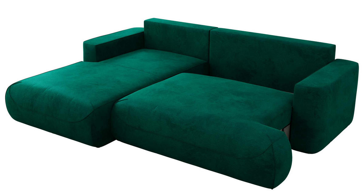 ECKSOFA OVO L Dunkelgrün Velvet - Links Seite - Dunkelgrün/Dunkelgrau, Kunststoff/Textil (271/195cm) - MKS