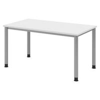 SCHREIBTISCH Serie-H 80/140/74 cm in Weiß/Silberfarben - Silberfarben/Weiß, Holzwerkstoff (80/140/74cm) - bümö