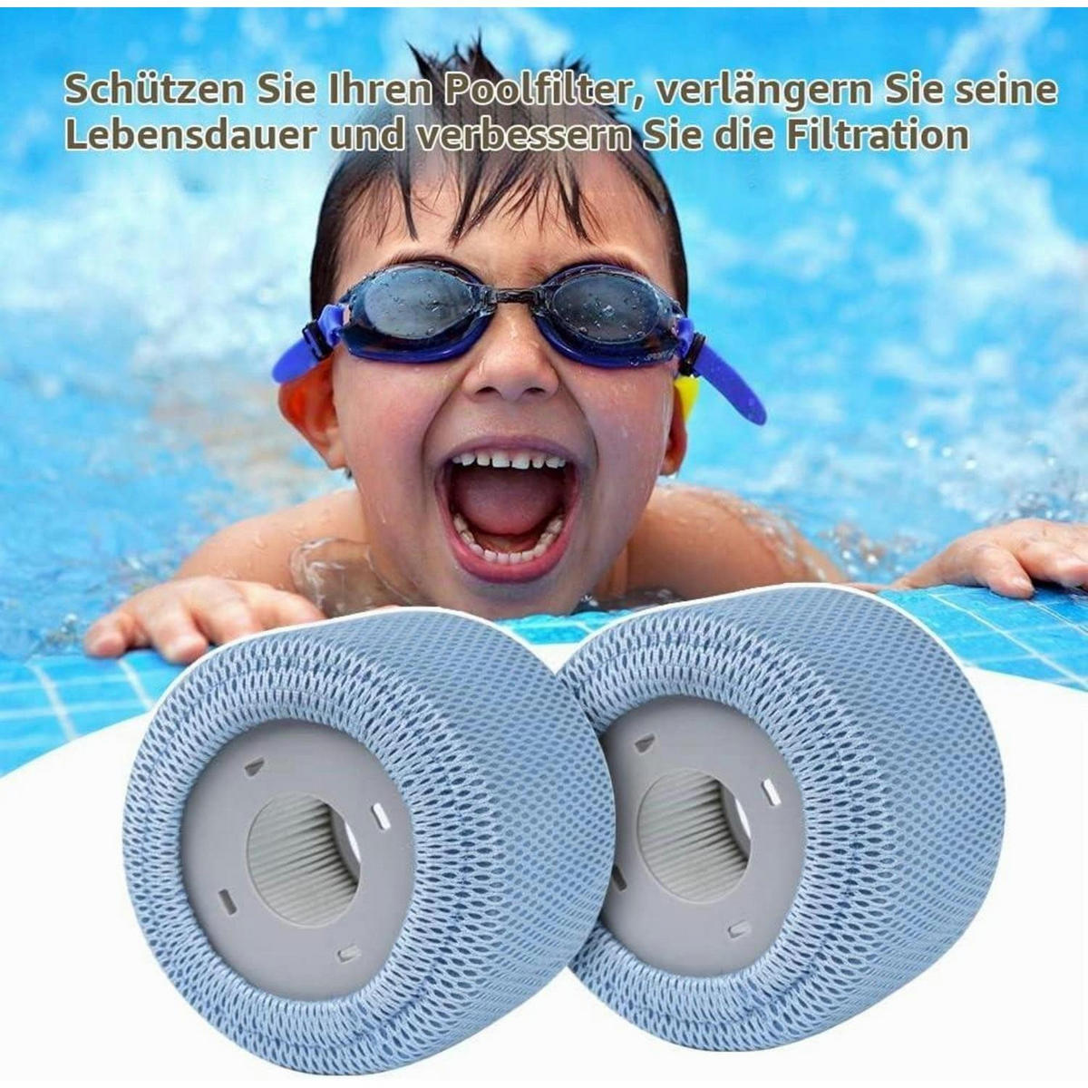 FILTERKARTUSCHEN 2-teiliges Set mit Schutznetzen für Mspa Whirlpools - Hellblau, Kunststoff (10.2/10.2/13.5cm)