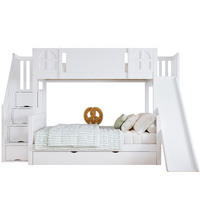ETAGENBETT 90/200 & 120/200 cm aus Kiefer/MDF mit Rutsche und Stauraumtreppe Weiß - Weiß, Holzwerkstoff (90/200cm) - Modenvie