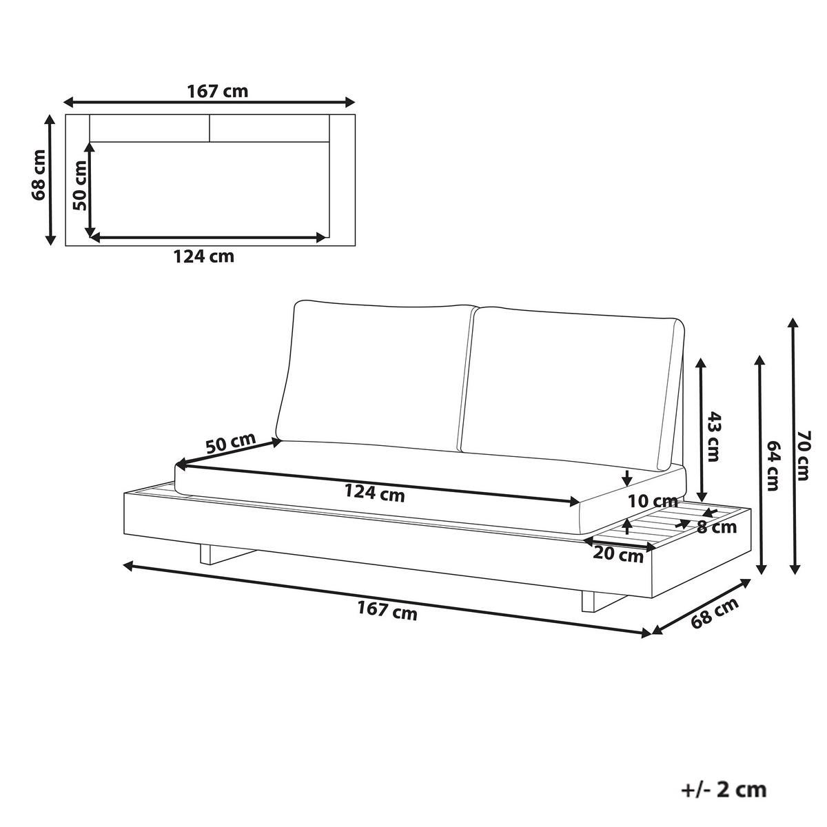 LOUNGESOFA 2-Sitzer Heller Holzfarbton Marettimo - Hellbraun/Weiß, Holz (167/70/68cm) - Beliani