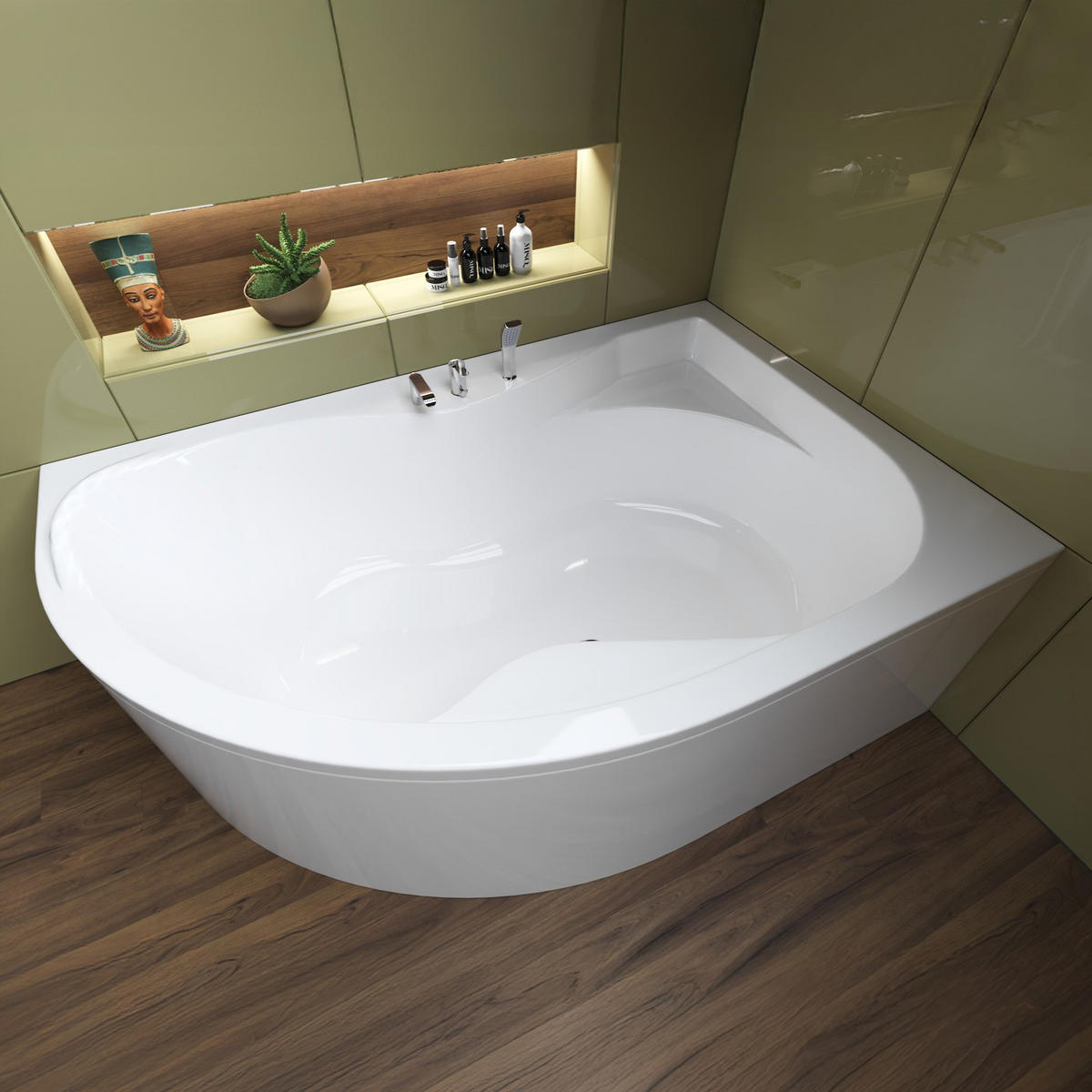 BADEWANNE Eckwanne DORA 170/110 Rechts mit Schürze Ablauf Füße - Weiß, Kunststoff (110/59.5/170cm) - bad land