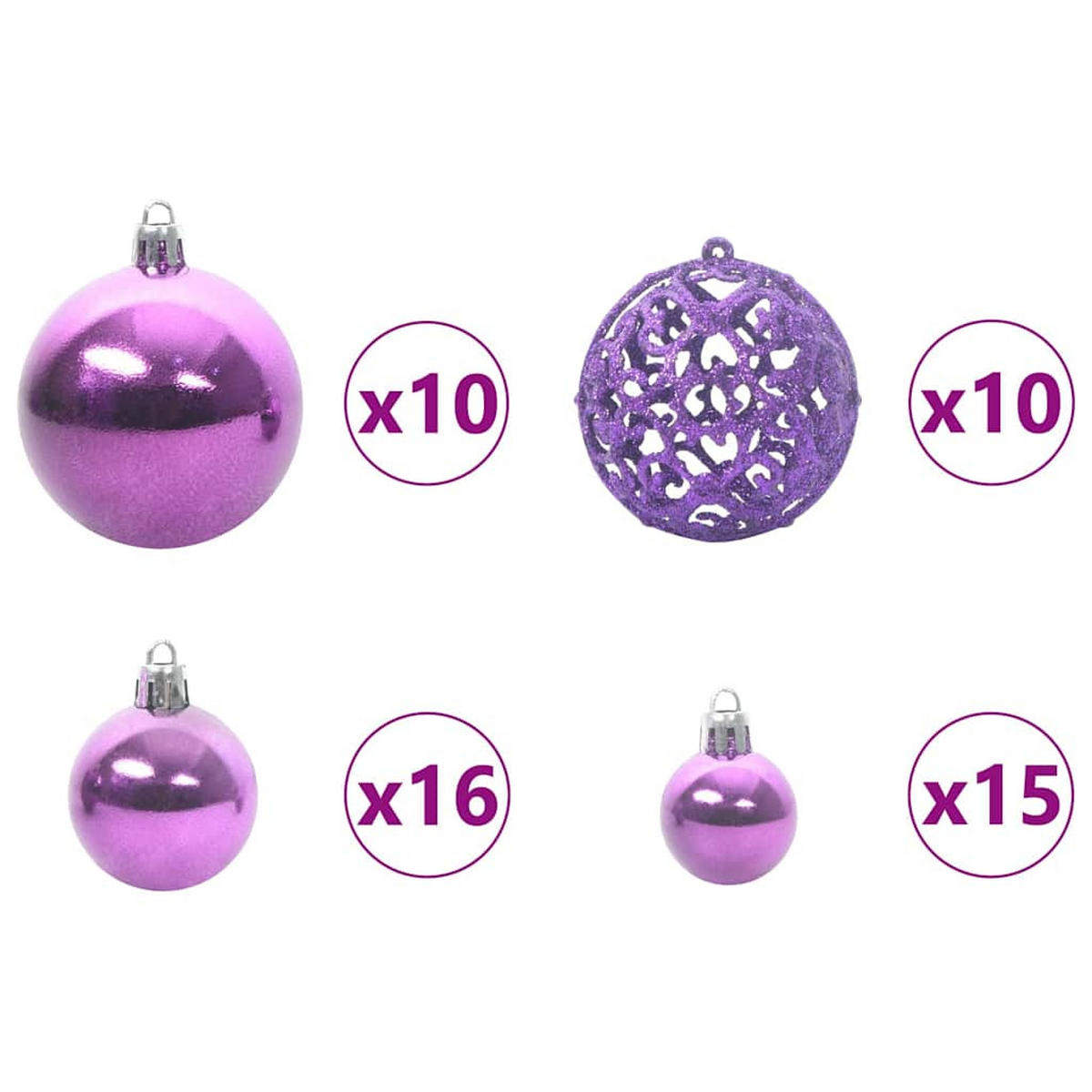 WEIHNACHTSKUGELSET 120 -teilig Lila Kunststoff - Lila, Kunststoff (6/27/6cm) - vidaXL