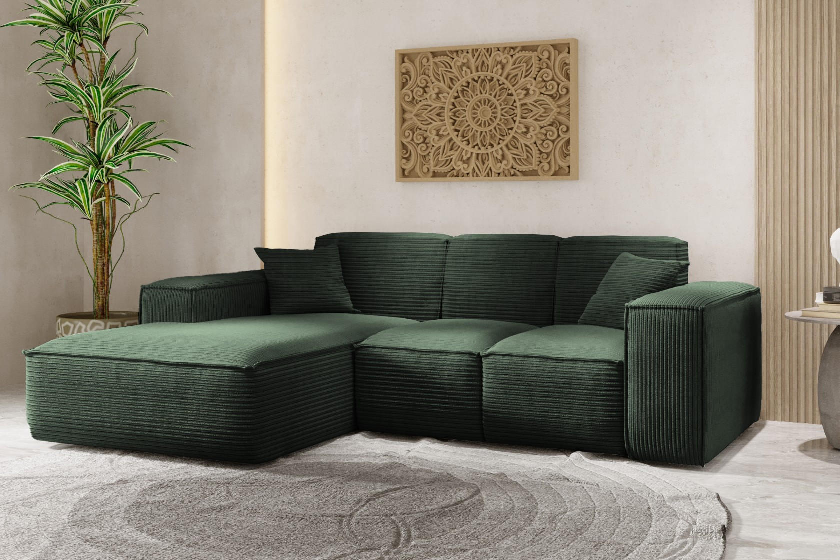 ECKSOFA L-Form Wohnzimmer SIENA Stoff Poso Grün Links - Grün, Holz/Textil (165/266cm) - Kaiser Möbel
