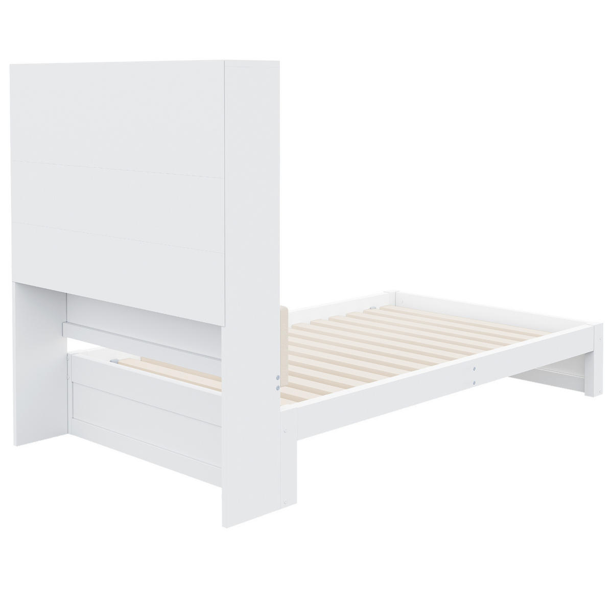 STAURAUMBETT 90/200 cm mit Stauraum, LED und 2 Schubladen, DE-41627, in Weiß - Weiß, Holzwerkstoff (90/200cm) - ComfortXL