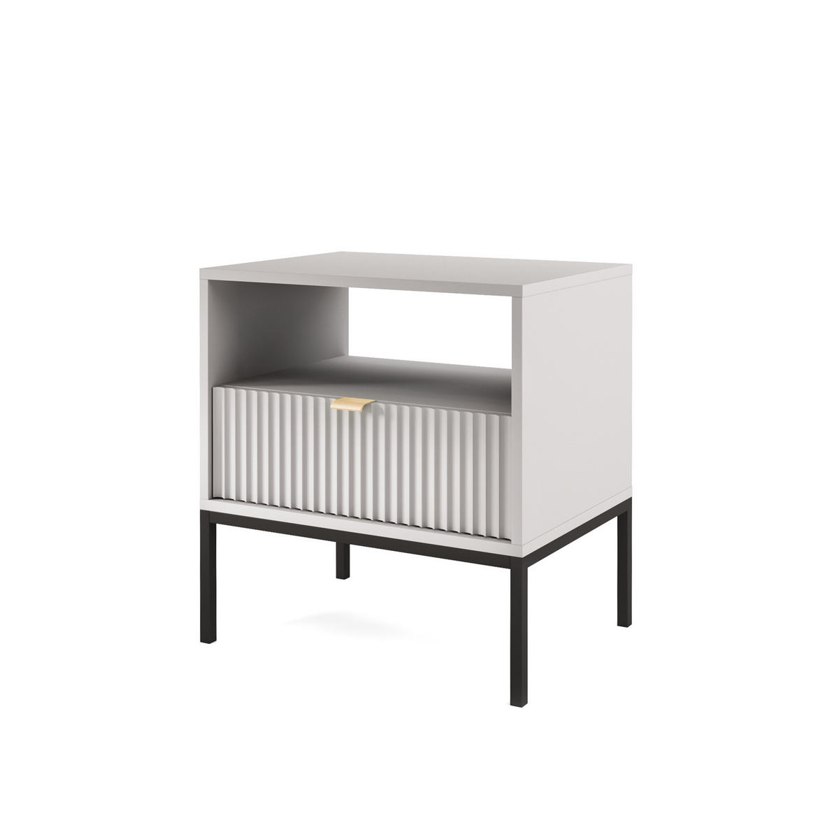 NACHTSCHRANK Vellore Grau mit Metallbeinen 54 cm - Goldfarben/Schwarz, Holzwerkstoff/Metall (54/56/39cm) - Selsey