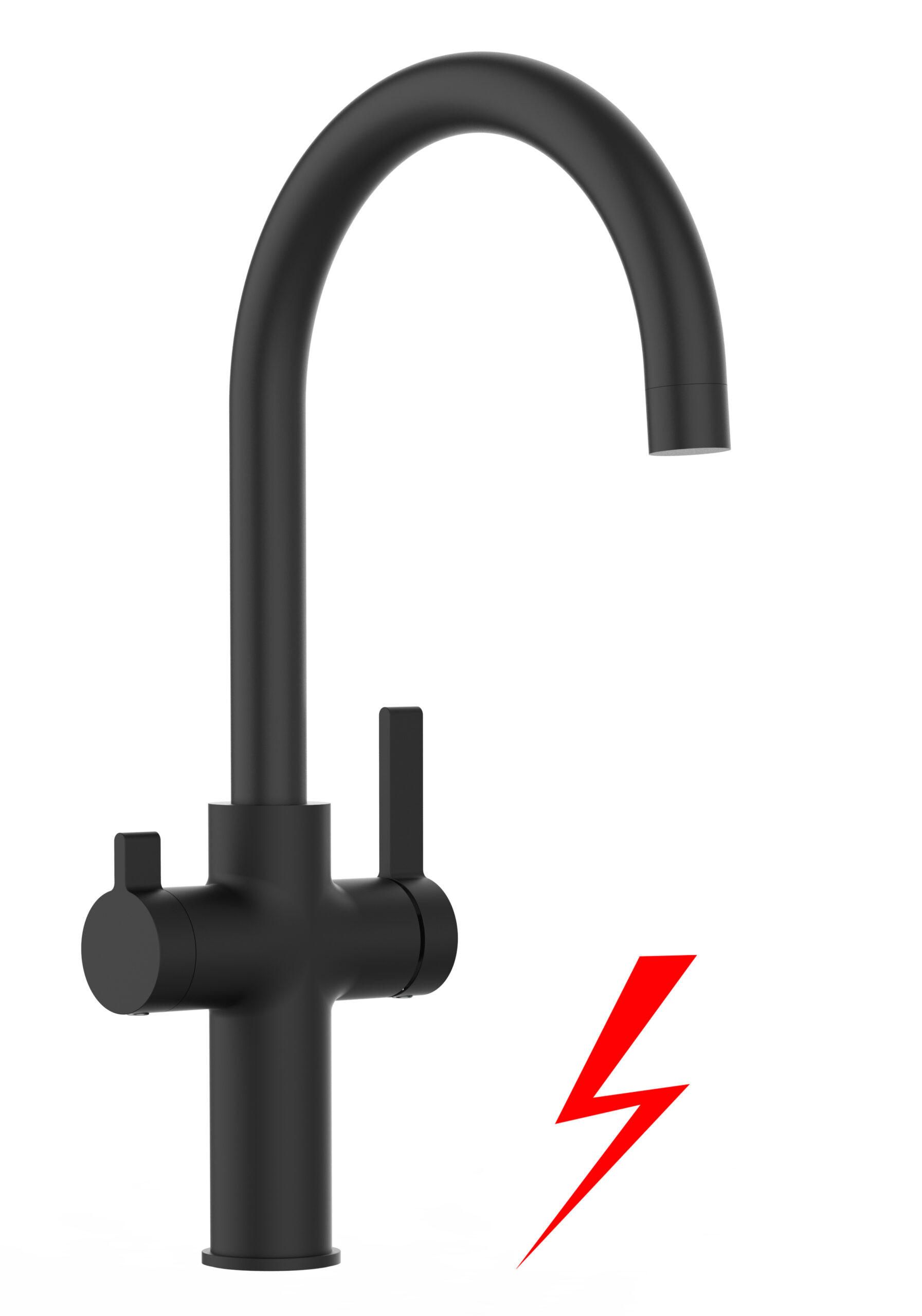 NIEDERDRUCK-3-WEGE-KÜCHENARMATUR, Schwarz Matt, 360° schwenkbar - Schwarz, Metall (21.4/38.5/21.4cm) - VIZIO