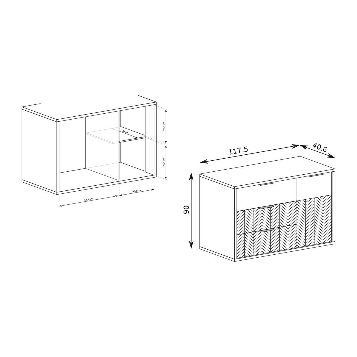 KOMMODE Fonti F-5 117,5 x 90 x 40,6 cm Karamell-Eiche - Eichefarben, Holzwerkstoff (117.5/90/40.6cm) - Koseto