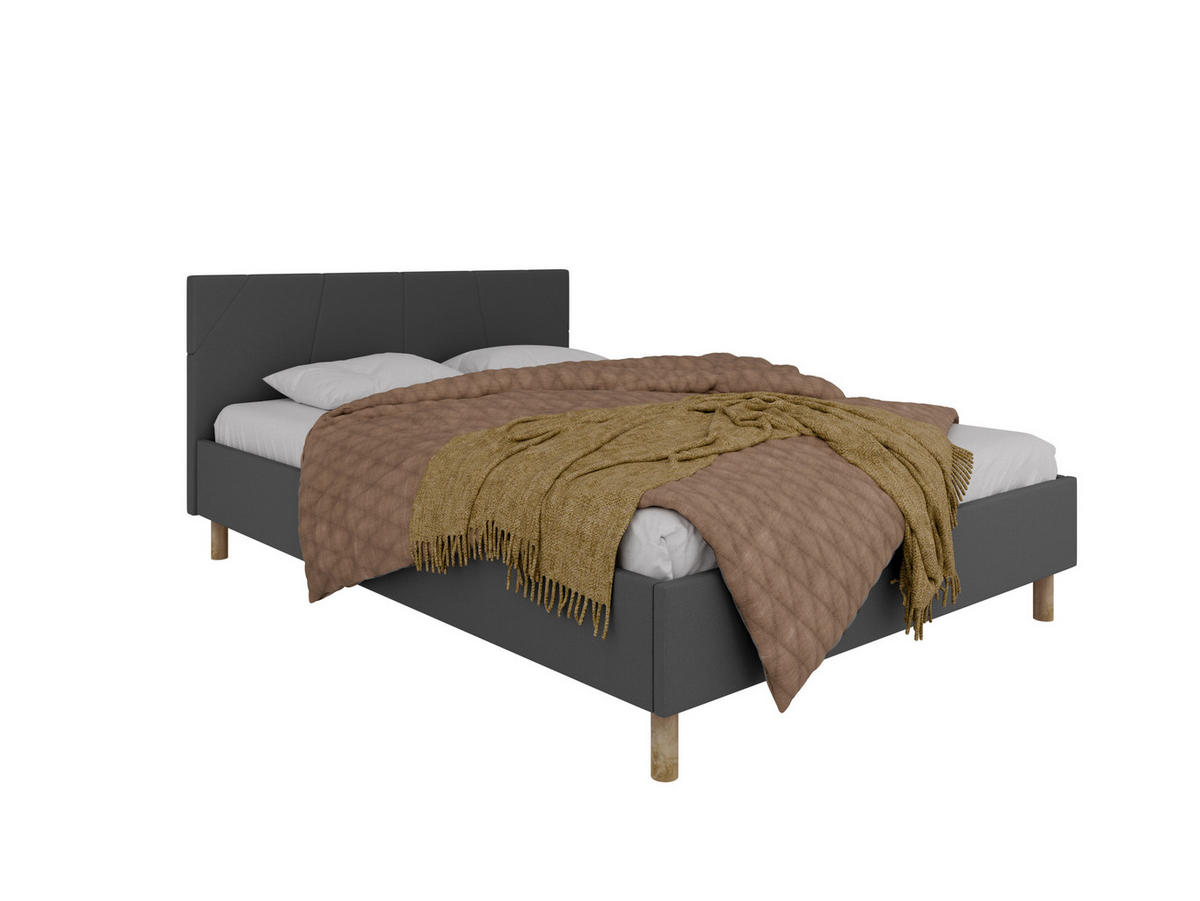 POLSTERBETT ALMORE 140x200cm Elegantes Polsterbett für modernen Wohnstil , Federkernmatratze ELDAR (18cm), dunkelgrau - Graphitfarben, Holz (140/200cm) - Panda Möbel