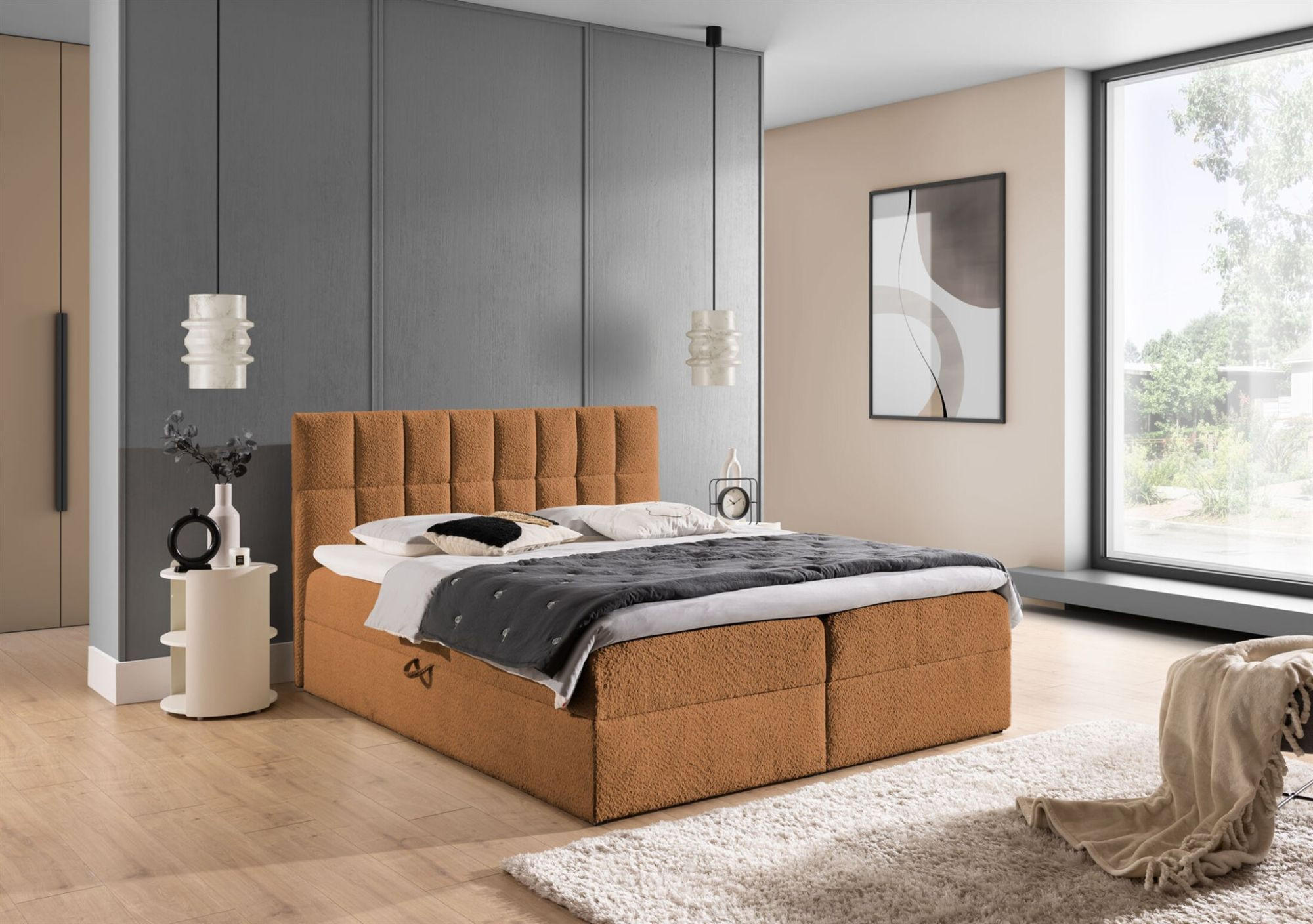 BOXBETT Dominga In überlänge - Braun, Holzwerkstoff/Textil (200/220cm) - Fun Möbel