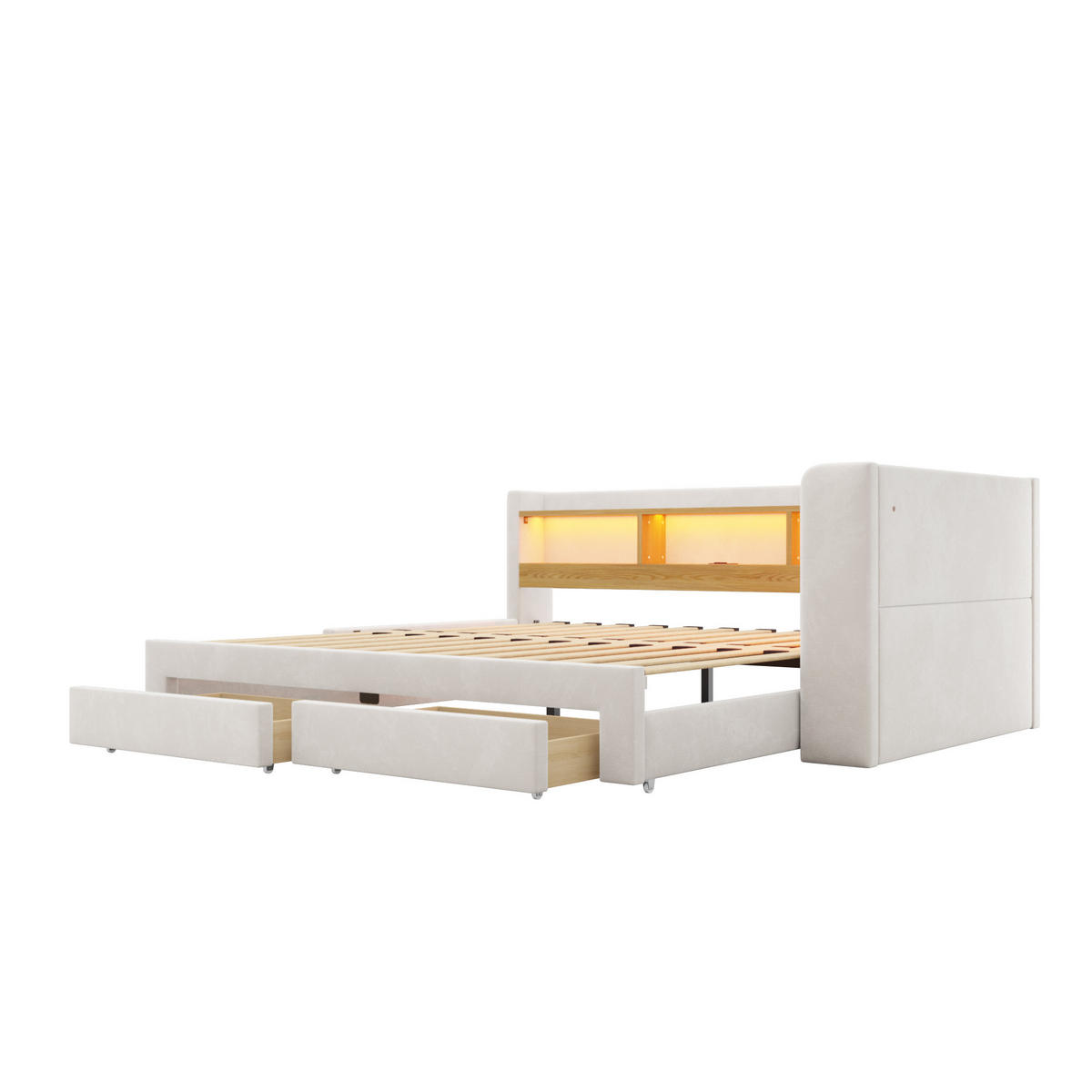 AUSZIEHBETT 90/180/200 cm, DE-41720, in Beige - Beige, Metall (90/200cm) - ComfortXL